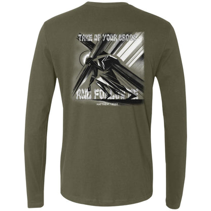 Premium Long Sleeve B&W: Men - Take Up Your Cross